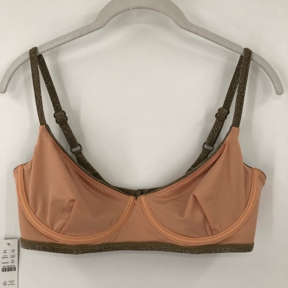 J.crew 38C sparkle underwire bikini top 0555 gold clasp adjustable sexy skimpy - Picture 10 of 16